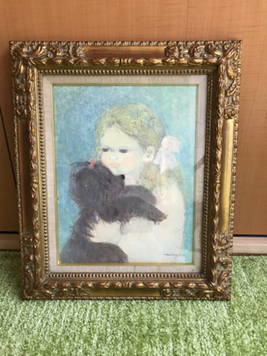 橋口美代子　(仔犬と少女)絵画