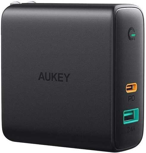 【新品】AUKEY ACアダプタ 充電器 USB-C急速充電器 アダプタ 60W 折畳式 / PD3.0対応 iPhone 11 / XS/XS Max/XR/X、GalaxyS9、MacBook Pro、iPad Pro、Nintendo Switchその他USB-C機器対応PA-D3 ブラック