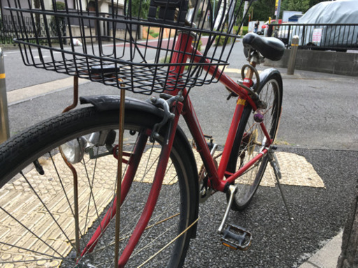 クロスバイク　自転車　赤