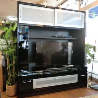 中古美品】自社配送＆設置可能 ハイタイプテレビボード 鏡面仕上げ