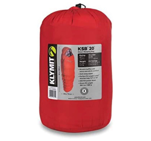 KLYMIT(クライミット) 寝袋 KSB20 ダウンスリーピングバッグ レッド　13KBBK01C 最低使用温度 -6.6度