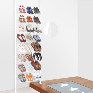 【玄関スッキリ】つっぱり式靴収納【大容量】の画像