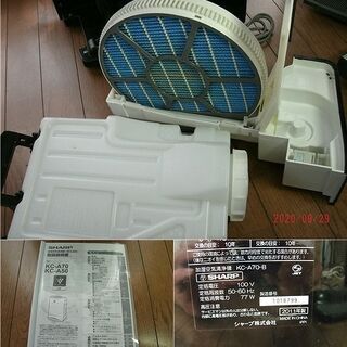 (取り引き中)☆高濃度プラズマクラスター7000搭載☆SHARPシャープ加湿空気清浄機KC-A70-B☆動作良好☆の画像