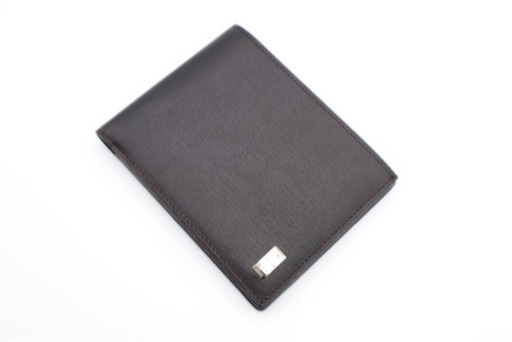 《Dunhill/二つ折り札入れ 財布 ロゴプレート》ABランク ダークブラウン