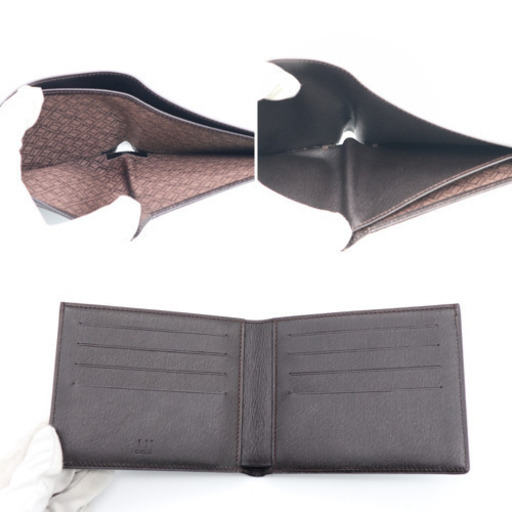 《Dunhill/二つ折り札入れ 財布 ロゴプレート》ABランク ダークブラウン