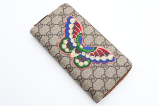 《GUCCI/GGスプリーム バタフライラウンドファスナー》Aランク 未使用品