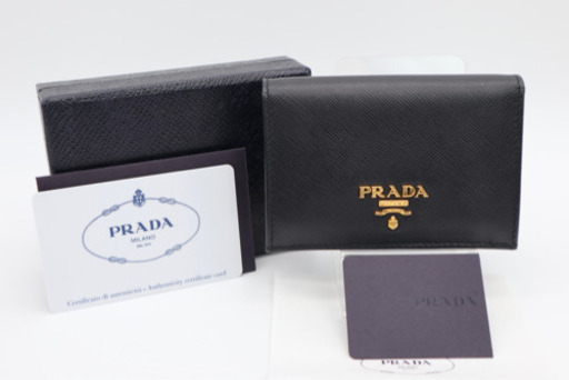 《PRADA/サフィアーノ ロゴ カードケース》ABランク ブラック ギャラ 美