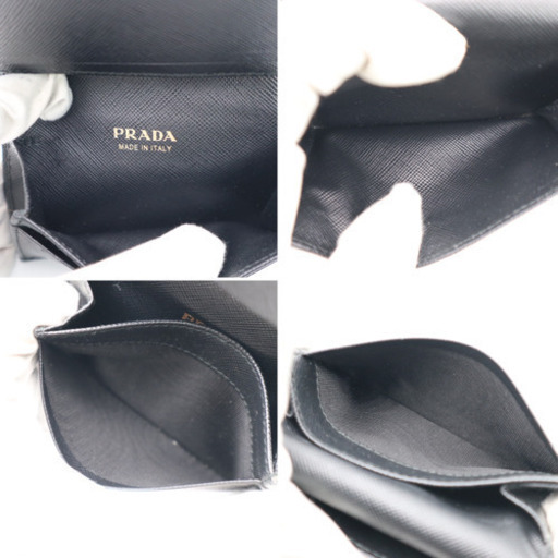 《PRADA/サフィアーノ ロゴ カードケース》ABランク ブラック ギャラ 美