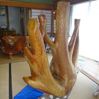 天然木☆欅／けやき／ケヤキ 置物 オシャレ 大迫力 木工工芸品 希少材