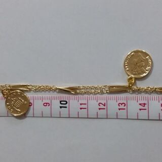 幸福のコイン　最高級鍍金デザインチェーン二連　ブレスレットの画像