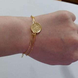 幸福のコイン　最高級鍍金デザインチェーン二連　ブレスレットの画像