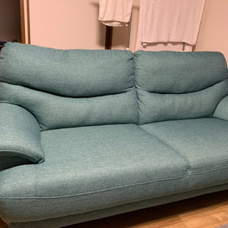ニトリ製 3人がけ ソファ ターコイズブルー 美品