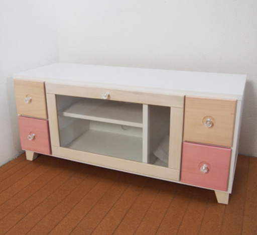 ナフコ 幅100cm TVボード ピンクカラー GA14
