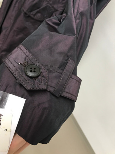 パープル 紫 サテンコート m〜L 秋冬 アウター レトロ きれいめ ベルト付