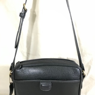 COACH オールドコーチ US製 黒エンボスレザー 斜めがけショルダーバッグ 