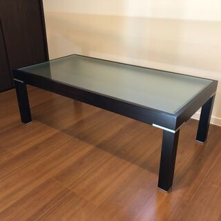 値下げ！シックモダンなダークブラウンのガラスローテーブル