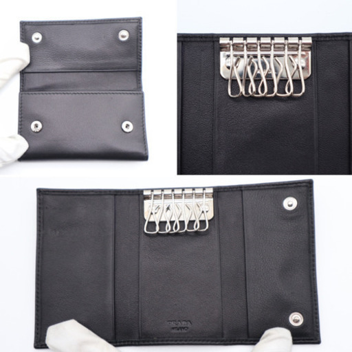 《PRADA/ヴィッテロ6 連キーケース》Aランク レザー ブラック 箱 極美品