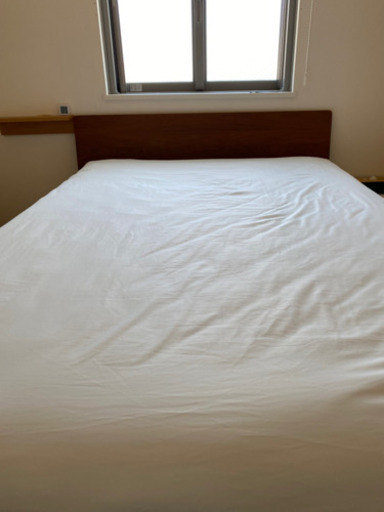 【最終値下】無印　ベッドフレーム　ダブル　ウォールナット　ヘッドボード付