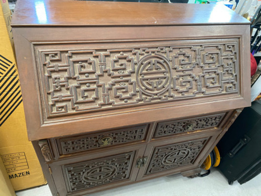 【台湾製アンティーク収納机】木彫り　15,000円‼️