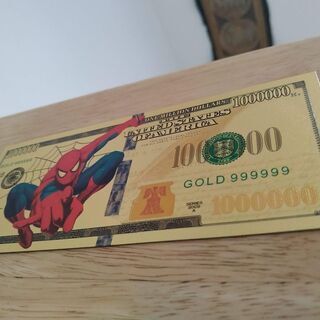 【限定版】スパイダーマン　映画の贈呈品　金箔仕様の100万ドル札