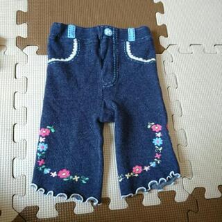デニム柄パンツ 花柄