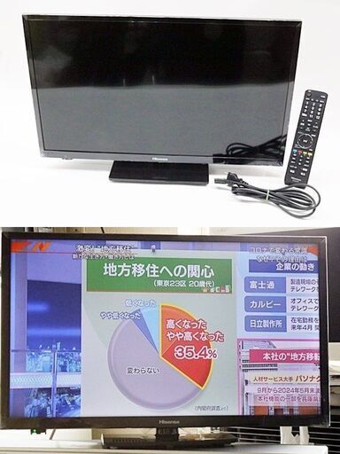 ハイセンス　ハイビジョン液晶テレビ　24インチ　24A50　2019年製　リモコン付き　外付けHDD対応　直下型LEDバックライト