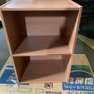2段カラーボックス ライトブラウン 木目調 ② 格安 配送OK