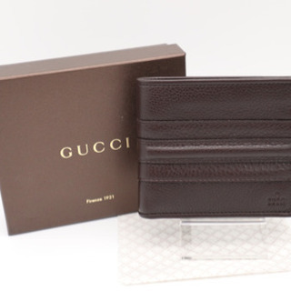 《GUCCI/二つ折り財布》カーフレザー Aランク 未使用品 ブ...