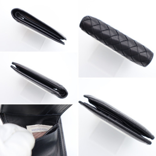 《BOTTEGA VENETA/リザード 二つ折り財布》ABランク ブラック 美