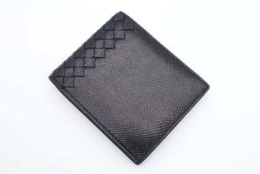 《BOTTEGA VENETA/リザード 二つ折り財布》ABランク ブラック 美
