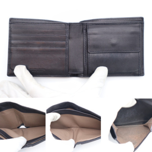 《BOTTEGA VENETA/リザード 二つ折り財布》ABランク ブラック 美