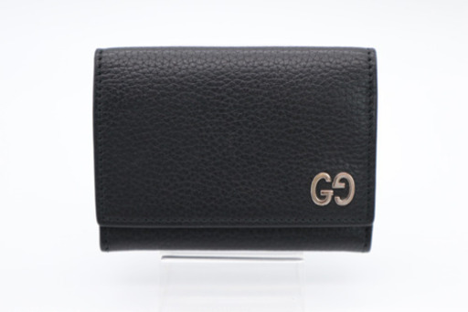 《GUCCI/GGロゴ 二つ折り名刺入れ》ABランク ブラック シルバー 美品