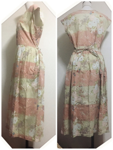 [日本製✧kokoro]和エスニック ワンピース 桜色 和柄 アジアン 花柄