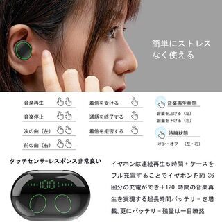 Bluetooth お洒落で多機能なワイヤレス・イヤホンの画像