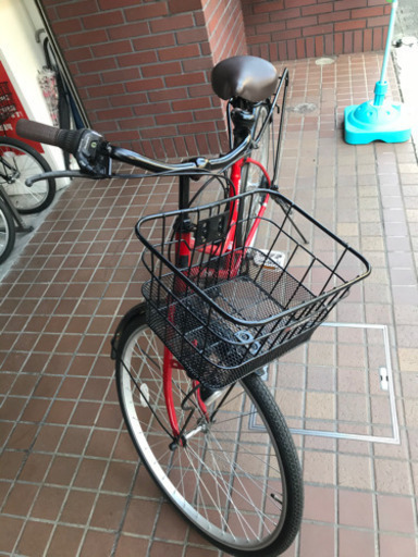 26インチ　軽快車　外装6段変速付き　レッド