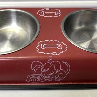 ★値下げ★ツインボウル★ステンレス★水入れ_餌入れ★犬★猫★赤★...