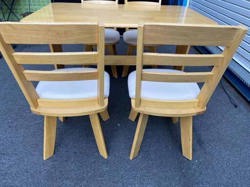 ダイニングテーブルセット 関家具 テーブル チェア 5点セット ナチュラル 中古品