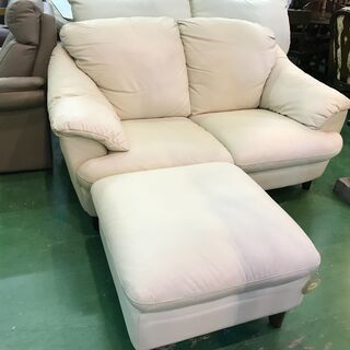 Italsofa　イタルソファ　2人掛総本革ソファ+オットマン