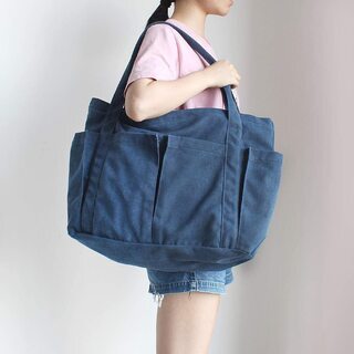 【新品】トートバッグ マザーズバッグ 肩掛けバッグ グローサリー 通学 帆布 大容量 多機能 無地の画像