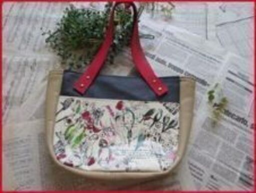 ハンドメイド 革 トートバッグ Ｂａｇ　ポーチ　インコ　オウム　鳥