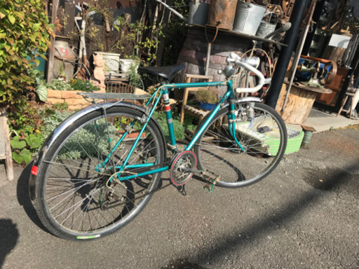 丸石自転車、50年以上前の自転車、サイクリング自転車、ドロップハンドル自転車