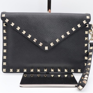 VALENTINO/スタッズ クラッチバッグ》 ABランク ブラック シルバー