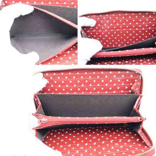 《GUCCI/ベティ ラウンドファスナー長財布》ボルドー×ドット柄 Aランク 美