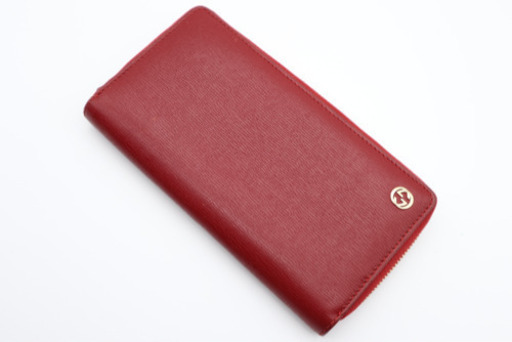 《GUCCI/ベティ ラウンドファスナー長財布》ボルドー×ドット柄 Aランク 美
