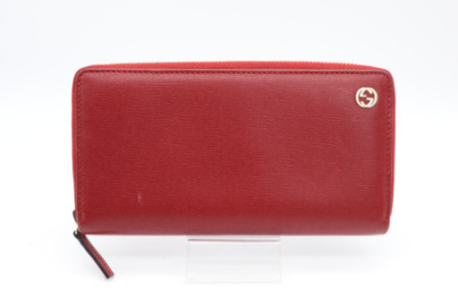 《GUCCI/ベティ ラウンドファスナー長財布》ボルドー×ドット柄 Aランク 美