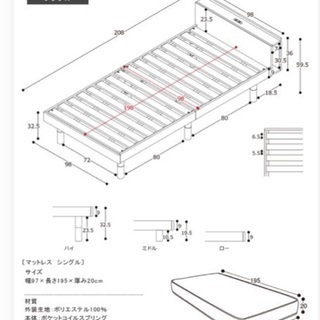 シングルベッドポケットコイルマットレスセット