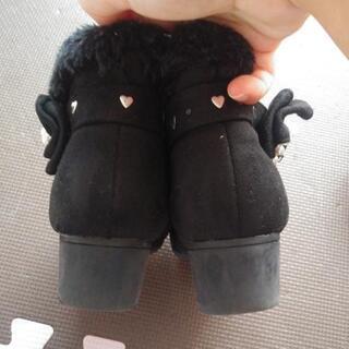 女の子ブーツ19cm　リボン付き　ブラックの画像