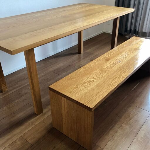無印良品 REAL FURNITURE 無垢材ダイニングテーブル + ベンチ セット