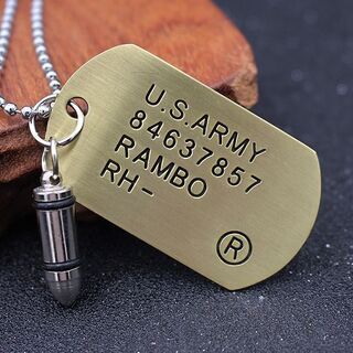 US ARMY 米軍 DOG TAG ドッグタグ ネックレス ゴールド