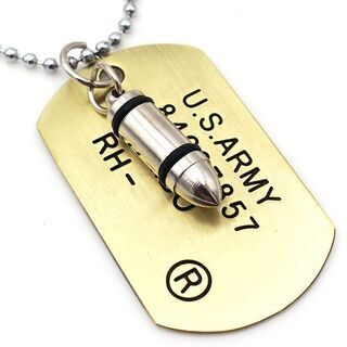 US ARMY 米軍 DOG TAG ドッグタグ ネックレス ゴールドの画像